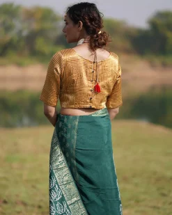 Adhira Blockprinted Mashru Silk Blouse - RB