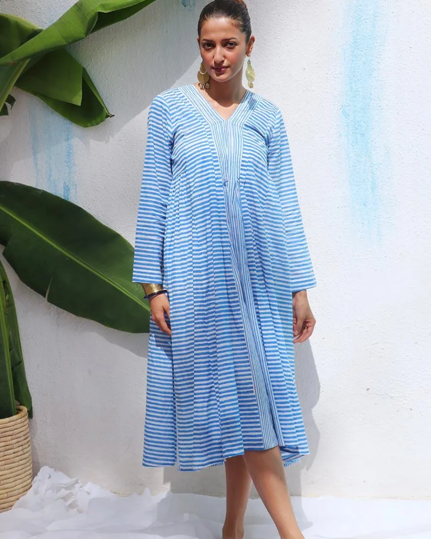 Amaris Handprinted Cotton Dress - WITC