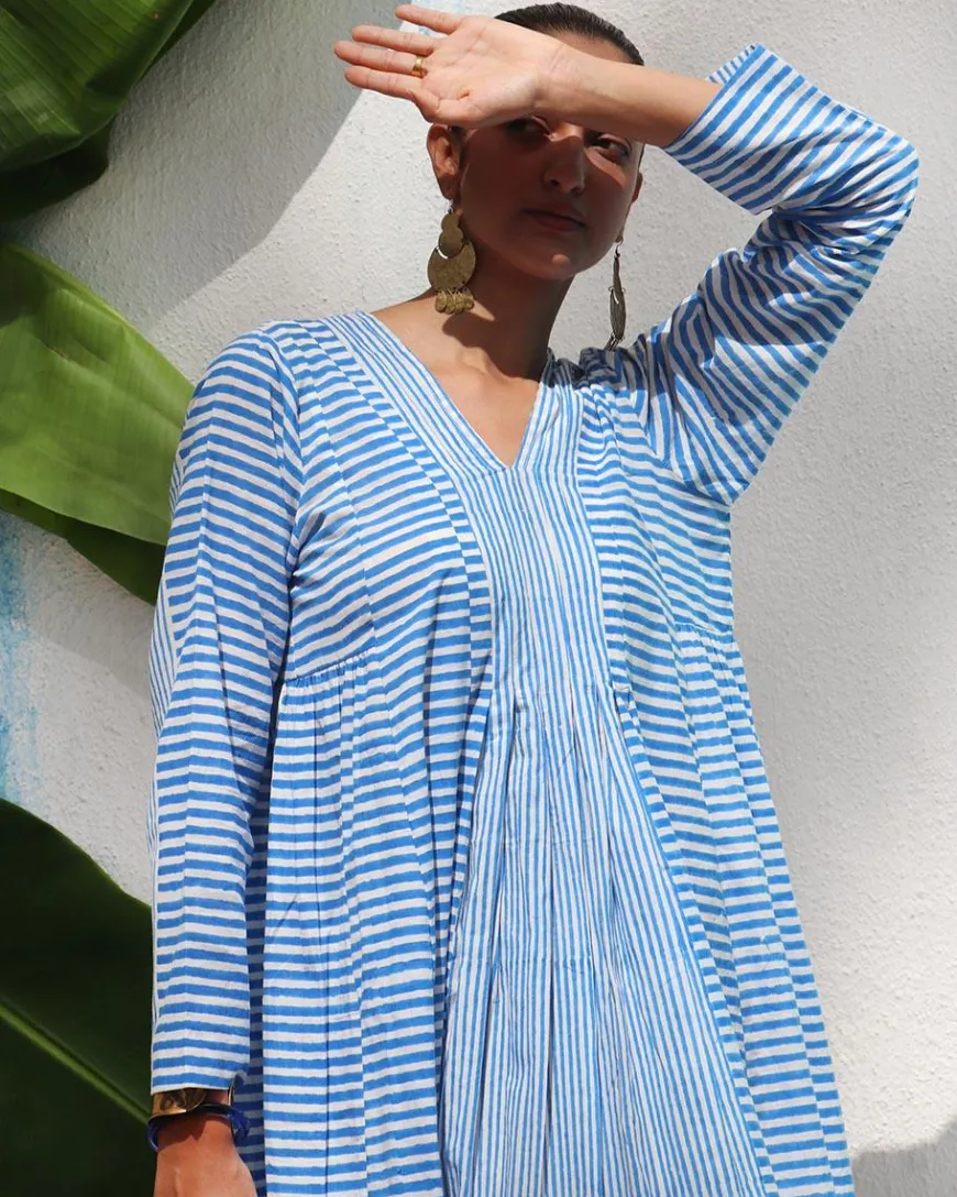 Amaris Handprinted Cotton Dress - WITC