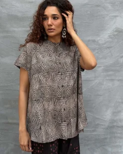 Amber Horizon Blockprinted Cotton Top