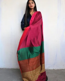 Anika Handwoven Pure Cotton Viscose Saree  - Holi