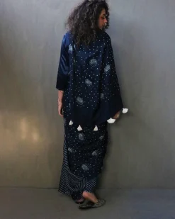 Blue Luna Block Printed Modal Silk Saree