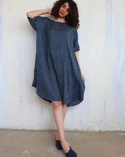 Blue Zigzag Blockprinted Cotton Freesize Dress