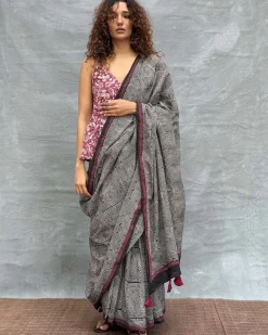 Blush of Dusk Blockprinted Cotton Saree