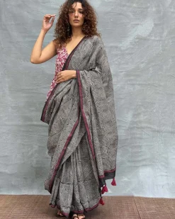 Blush of Dusk Blockprinted Cotton Saree