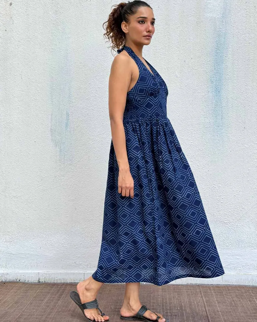 Bohème Blockprinted Cotton Dress
