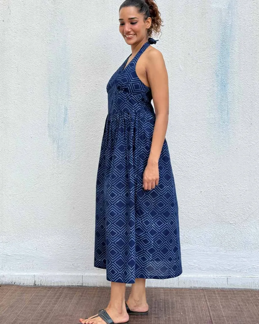 Bohème Blockprinted Cotton Dress