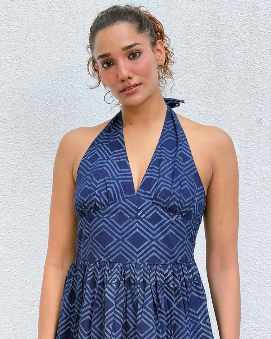 Bohème Blockprinted Cotton Dress