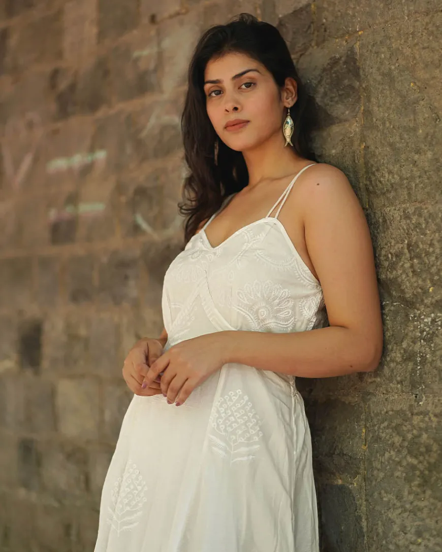 Buttercup Fade Ivory Block Printed Dress - SFD