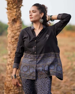 Casa Blanca Lily Blockprinted Cotton Top-WWB