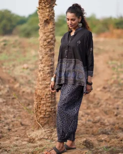 Casa Blanca Lily Blockprinted Cotton Top-WWB