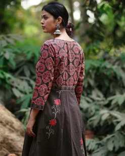 Chandni Si Tu Brown Block Printed Cotton Dress - WW