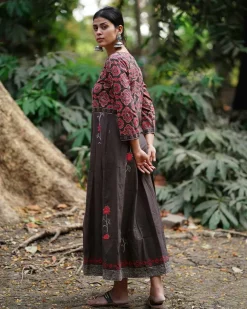 Chandni Si Tu Brown Block Printed Cotton Dress - WW
