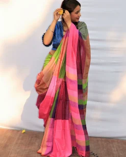 Chucklesome Charm Hand-Dyed Handwoven Cotton Saree