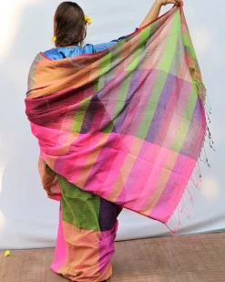 Chucklesome Charm Hand-Dyed Handwoven Cotton Saree