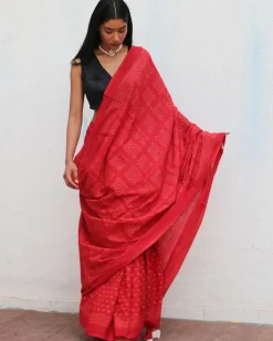 Colossus Handblockprinted Cotton Saree - Fmtm