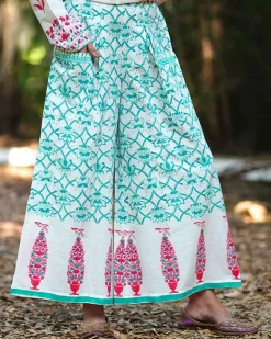 Cosmos’ Call Teal Green Block Printed Pants - MMG