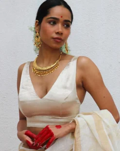 Daphne Cream Mashru Silk Blouse