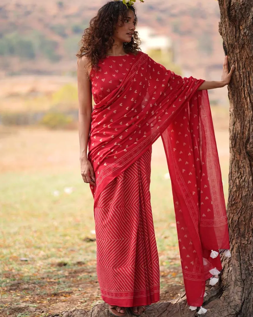 Dil Deewana Handblock Printed Cotton Saree