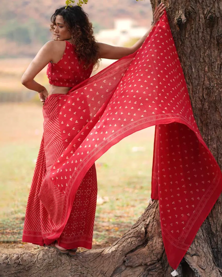 Dil Deewana Handblock Printed Cotton Saree