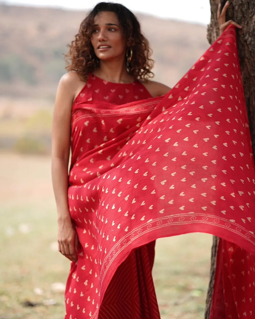 Dil Deewana Handblock Printed Cotton Saree