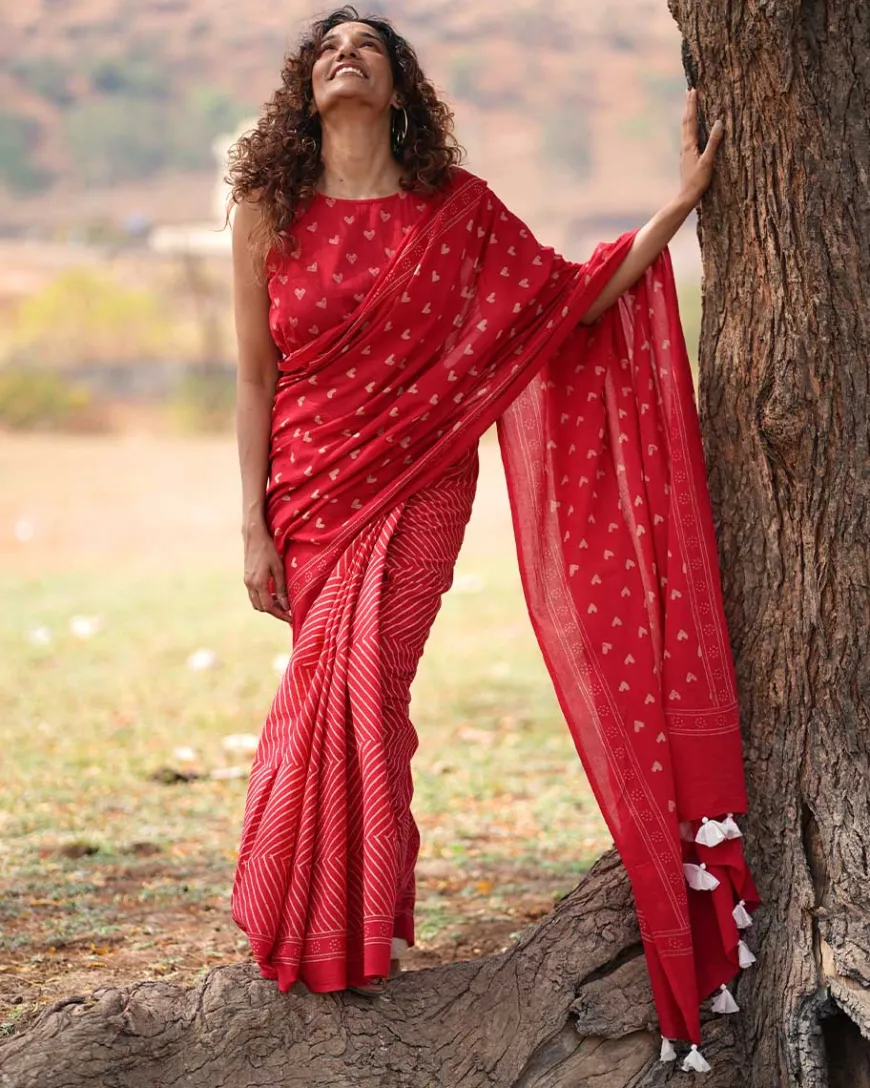 Dil Deewana Handblock Printed Cotton Saree