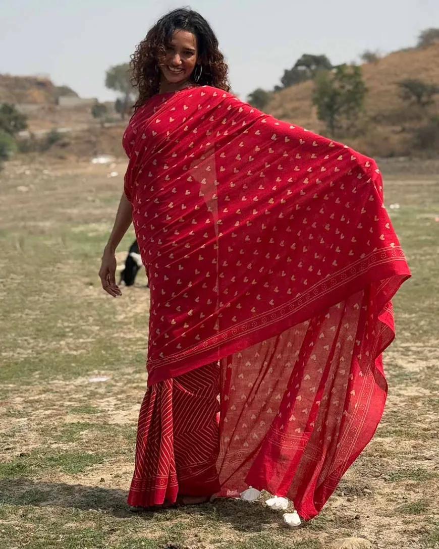 Dil Deewana Handblock Printed Cotton Saree