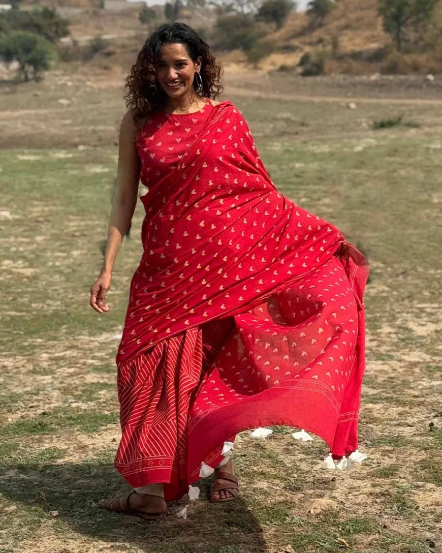 Dil Deewana Handblock Printed Cotton Saree