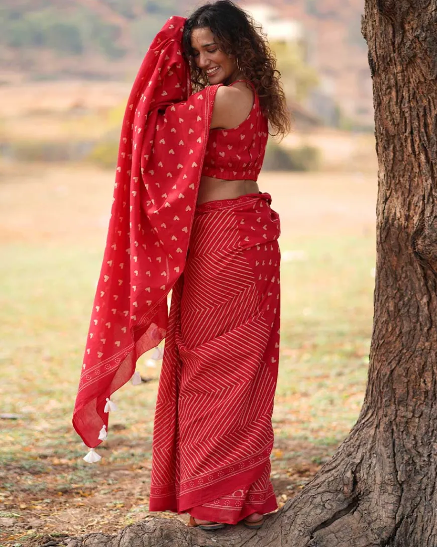 Dil Deewana Handblock Printed Cotton Saree