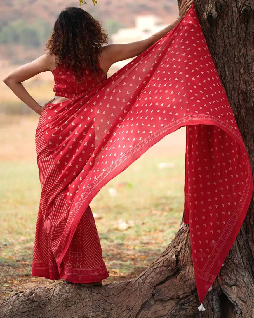 Dil Deewana Handblock Printed Cotton Saree