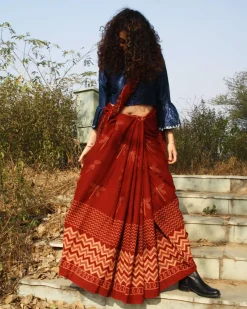 Dragonfly Charm Handblockprinted Cotton Saree