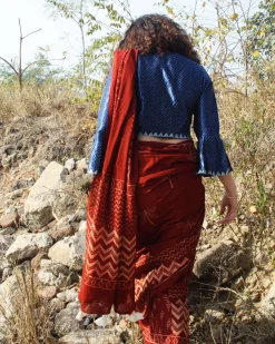Dragonfly Charm Handblockprinted Cotton Saree