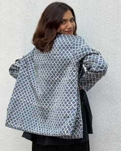 Dragonfly Mashru Silk Reversible Quilted Jacket