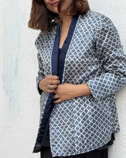 Dragonfly Mashru Silk Reversible Quilted Jacket