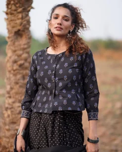 Dreamweaver Blockprinted Cotton Blouse-WWB