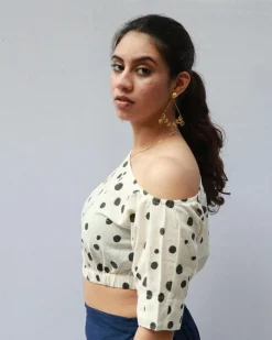 Eleanore Hand Block-Printed Cotton Blouse - Polka
