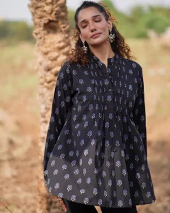 Falling Starlight Blockprinted Cotton Top-WWB