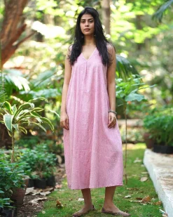 Flirting with Forget-Me-Not’s Blush Pink Block Printed Dress - MMG