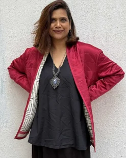 Heartmade Mashru Silk Reversible Quilted Jacket