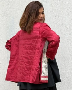 Heartmade Mashru Silk Reversible Quilted Jacket