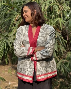 Heartmade Mashru Silk Reversible Quilted Jacket