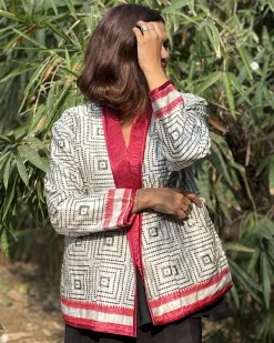 Heartmade Mashru Silk Reversible Quilted Jacket