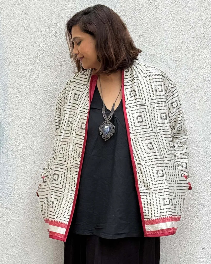 Heartmade Mashru Silk Reversible Quilted Jacket