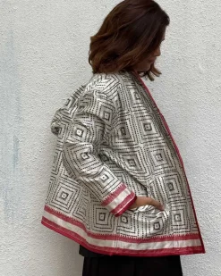 Heartmade Mashru Silk Reversible Quilted Jacket