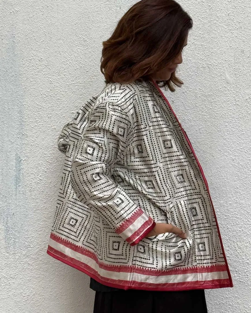 Heartmade Mashru Silk Reversible Quilted Jacket