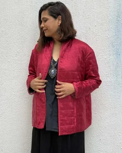 Heartmade Mashru Silk Reversible Quilted Jacket