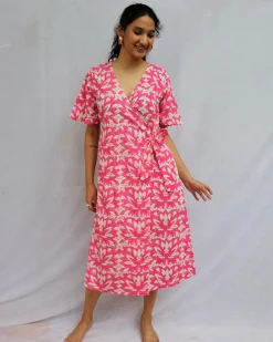 Hibi Tiedup Cotton Dress - Pink