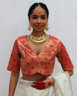 Idalia Red Brocade Blouse