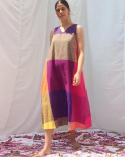 Indradhanush Handwoven Cotton Dress - RC