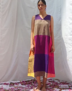 Indradhanush Handwoven Cotton Dress - RC